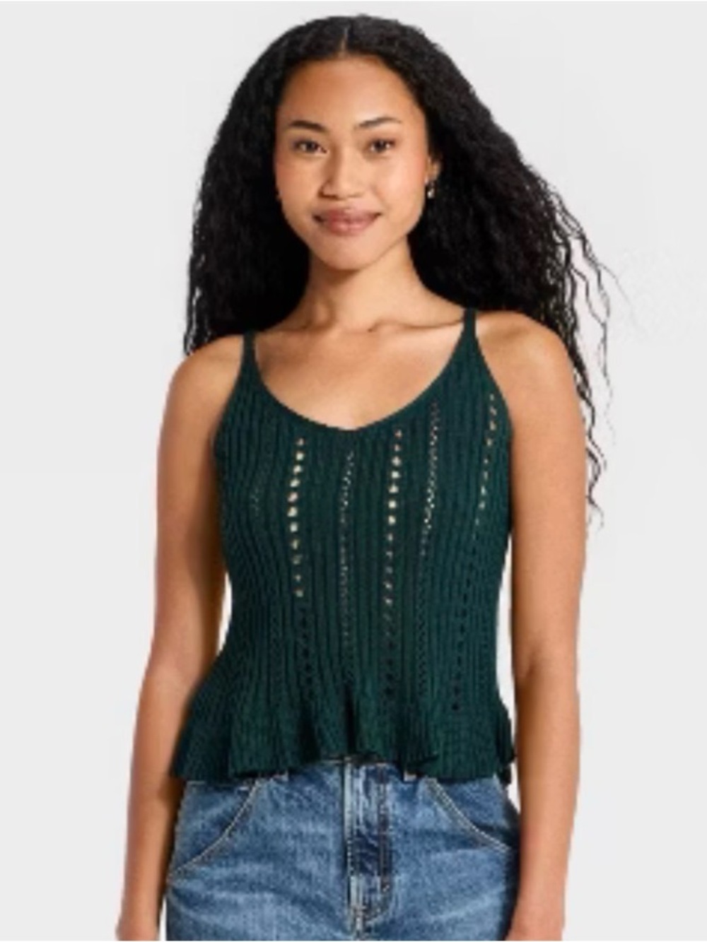 Universal Thread open weave crochet tank in teal